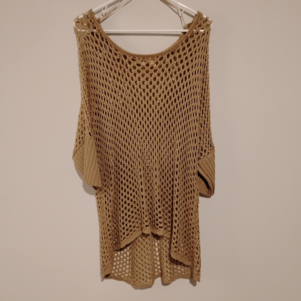 Daytrip Tan Crochet Women's Shirt, Size XL
